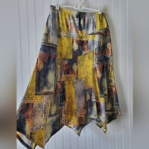 Vibrant Asymmetrical Skirt in Yellow and Gray
